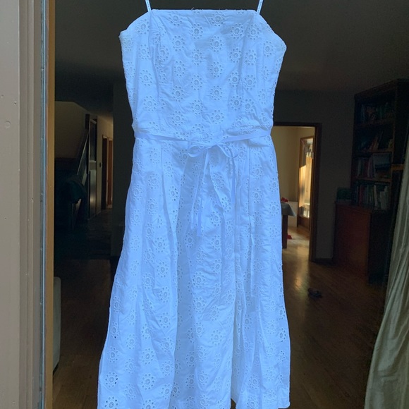Robe Bustier Blanche Lilly Pulitzer - Broderie Jaune Et Rose, Taille 10, Fermeture Zippée, Coton, Neuve Sans étiquette